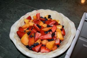 Strawberries, Blueberries and Peaches